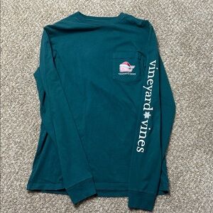 Vineyard Vines Christmas Deep Teal Long Sleeve Tee